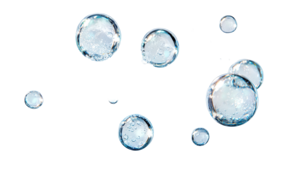 Clear water bubbles isolated on white background, png