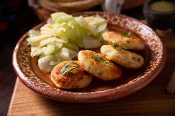 Potato cakes, a very popular homemade dish in many countries, in traditional Mexican cuisine they are known as 