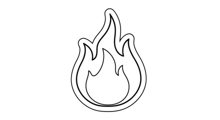 Simple black outline drawing of a stylized flame icon.