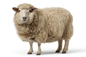 Cream-colored sheep, full body shot, against white background