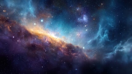 Fototapeta premium Dramatic Space Nebula with Distant Galaxies in Cosmic Background