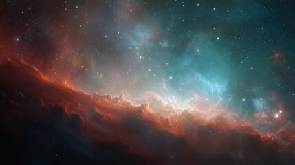 Fototapeta premium Dramatic Nebula with Distant Galaxies Filling the Space Canvas