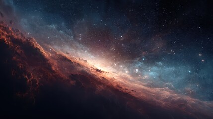 Fototapeta premium Dramatic Space Nebula with Distant Galaxies in a Cosmic Scene