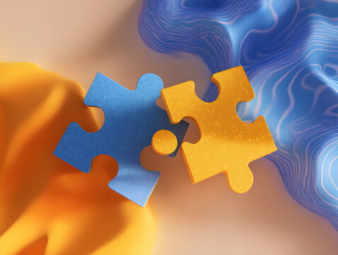 Interlocking puzzle pieces minimal abstract  - Powered by Adobe