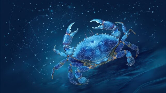 Dreamy Astrological Background Featuring Cancer Zodiac Crab Design