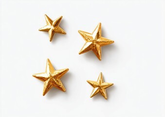 Obraz premium Four gold stars on white background