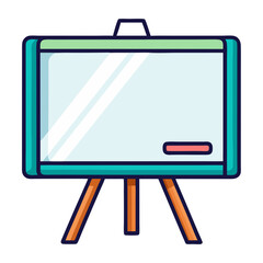 Cartoon whiteboard with a marker on legs, classroom or office supply
