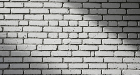 White Brick Wall Texture with Shadow, Architectural Background