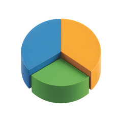 Fototapeta premium Colorful 3d pie chart icon representing data analysis and statistics transparent background png