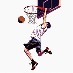 Animated basketball slam dunk