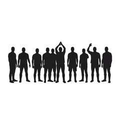 Vector art of people raising their hands in celebration