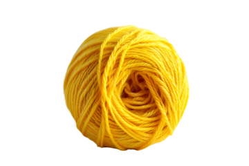 Bright Yellow Yarn Ball on Black Background