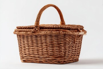 Wicker picnic basket, light brown,  simple design