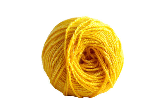 Bright Yellow Yarn Ball on Black Background