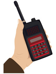 isolated hand and radio communication on white background vector design