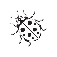 ladybug silhouette line art vector illustration with a white background
