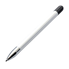A sleek silver mechanical pencil with a black tip and textured grip isolated on transparent background
