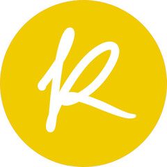 Obraz premium Alphabet Letter R Icon in Yellow Circle