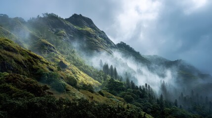 Morning Mist and Steam on Mountain Landscape in Serenity