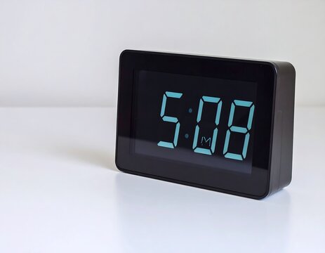Digital clock showing 508 on a white surface