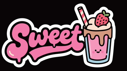 A sweet and juicy graphic sticker featuring the word 