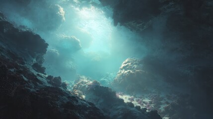 Fototapeta premium Ethereal Glow of Ocean Depths Illuminated by Soft Light