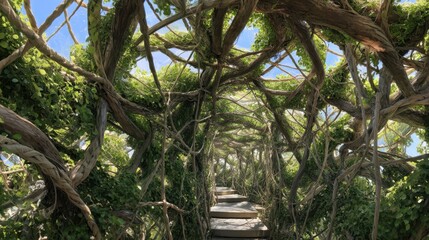 Obraz premium Organic Living Maze Made of Vines in a Lush Green Setting