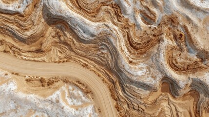 Obraz premium Aerial Drone View of Unique Patterns in Desert Sand Landscape