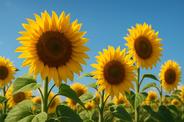 Fototapeta premium Golden Sunflowers – Nature’s Glow
