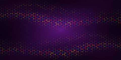 Obraz premium Abstract background with flowing colorful glowing triangular fragments. Futuristic header or banner with sharp debris of abstract broken glass. Vector background. Eps10