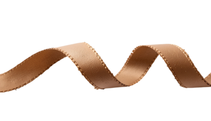 Photo of Brown Textured Paper Ribbon Curled into Spiral Shape isolated on transparent background
