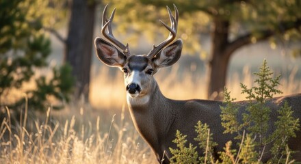 Majestic buck in golden sunlight