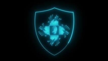 glowing neon digital security shield and fingerprint icon symbolizing cyber protection and data privacy. A digital fingerprint design with circuit, symbolizing technology and cybersecurity icon. - Powered by Adobe
