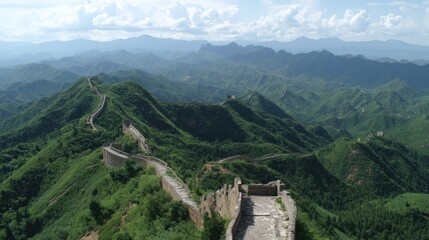 Obraz premium Panoramic view of the Great Wall