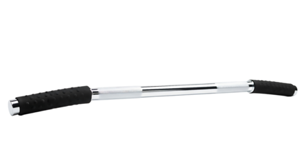 Chrome pullup bar with black grips, isolated on Transparent background