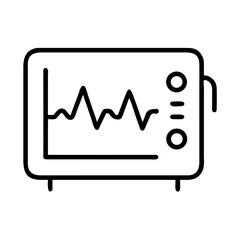Oscilloscope icon. Abstract black oscilloscope image on transparent background representing electronic signal analysis, waveform visualization and engineering diagnostics for technical content.