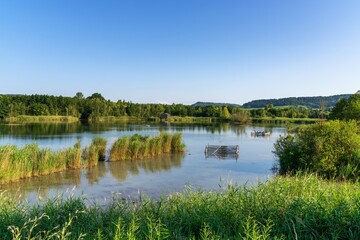 view of the Haff Remich bird sanctuary in Wintrange in southeastern Luxembourg