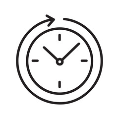Abstract Circular Clock Symbol Black and White