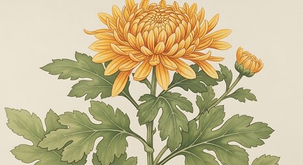 Yellow Chrysanthemum Flower Close Up.