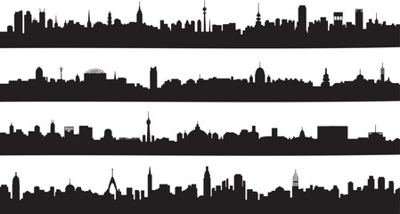 Obraz premium Seamless Black Silhouette Pattern Collection – Minimal Vector Shapes on Transparent Background