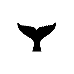 Whale tail silhouette vector flat design.