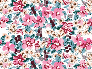 abstract small cute flowers arrangement. seamless small floral pattern isolated on background. vector watercolor small flower pattern. design for wallpaper, textile design, wrapping paper, fabric.