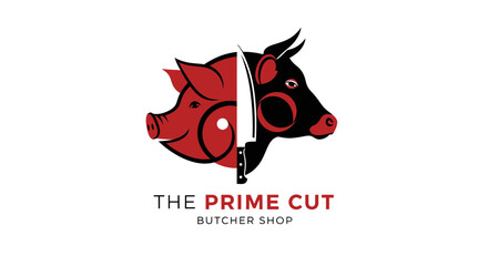 The Prime Cut Butcher Shop Logo Design, Business Branding, Graphic Environment, Professional Viewpoint, Culinary Concept