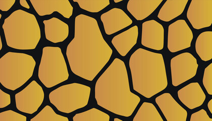 Giraffe skin animal print pattern in golden yellow tones Yellow giraffe spots animal skin vector background Safari giraffe pattern in warm ochre and black © GraphicGalaxy