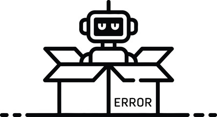 Naklejka premium Robot error concept illustration vector ai system failure box