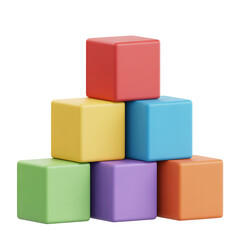 Fototapeta premium Stack of colorful wooden blocks arranged in a pyramid against a black background