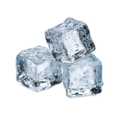 Obraz premium Three wet ice cubes on black background cold refreshment frozen water