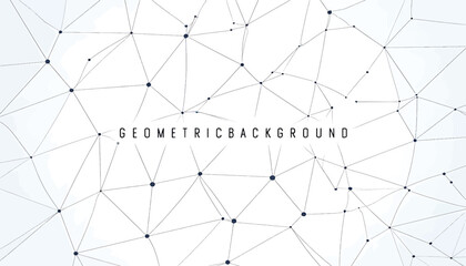Abstract geometric pattern with interconnected points and lines on a clean white background, creating a modern network structure
