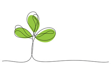 One Line Drawing of a Sprout | Vector Illustration for Growth and Nature.