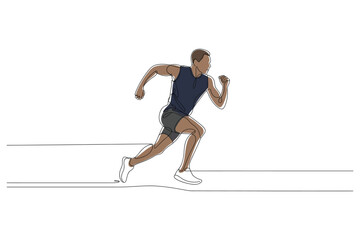 Continuous Line Drawing of a Running Man | Vector Art for Sport and Fitness.
